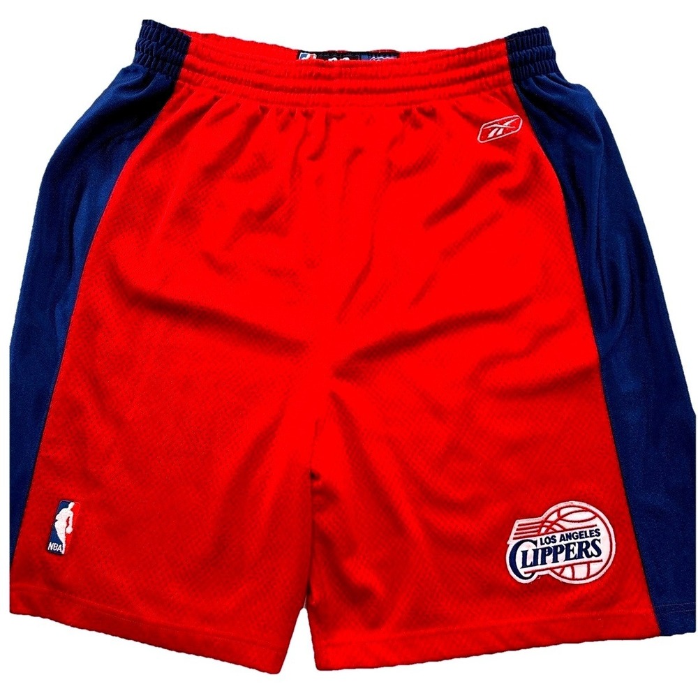 Reebok NBA Los Angeles Clippers Basketball Shorts Mens 36 Red Blue Mesh R919A